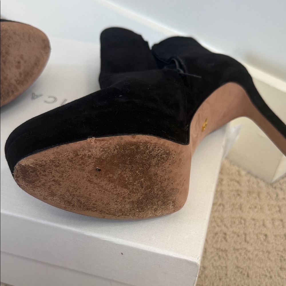 Veronica Beard Dali Bootie Black Suede Heeled Boots - Picture 9 of 10